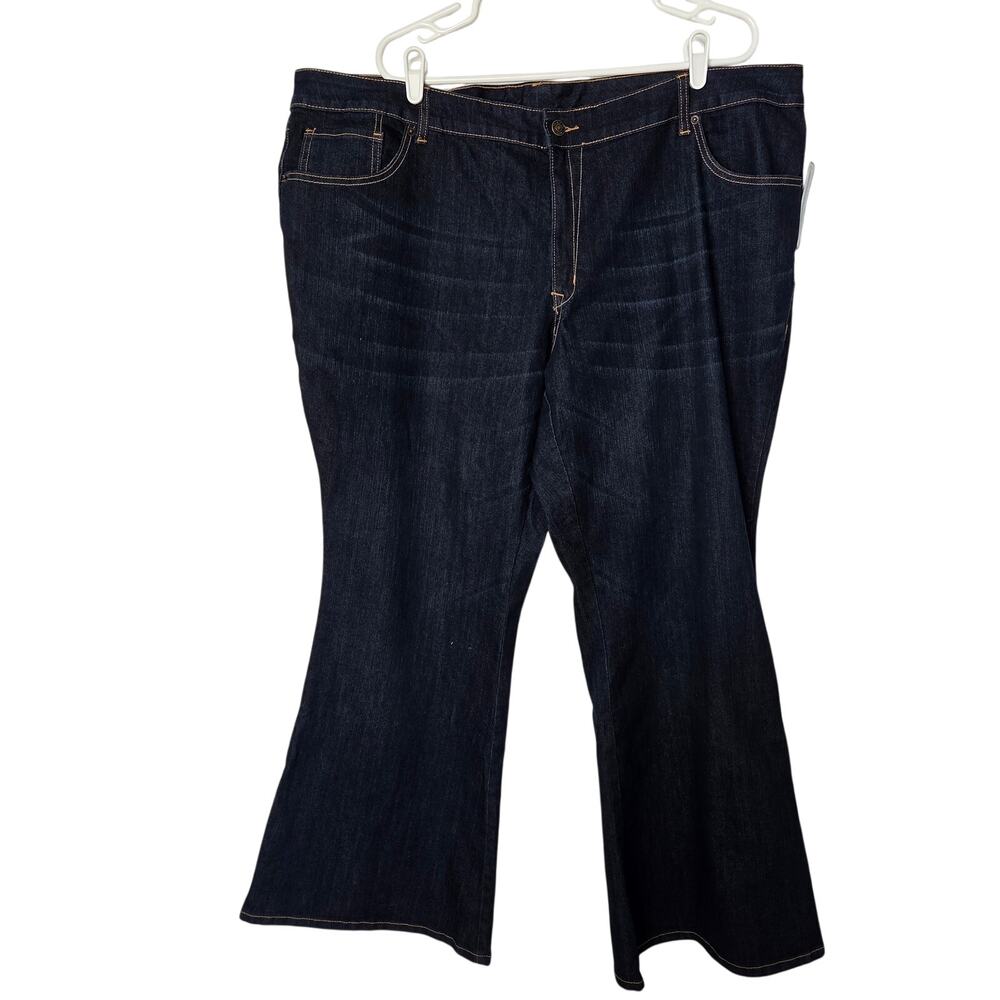 Old Navy Blue Dark Wash Denim Stretch Casual High Rise Flare Jeans Plus Size 26